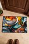 Orange and Blue Wavy Pattern 867 Doormat, 40x60 cm, Non-Slip Sole, Decorative - 4