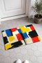 Red, Blue, and Yellow Brush-Stroke Patterned Doormat, 40x60 cm, with Non-Slip Sole, Decorative - 2