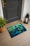 Green and Blue Hexagon-Patterned Doormat, 40x60 cm, with Non-Slip Sole, Decorative