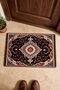 Red and Blue Floral Print Turkish Rug-Style 270 Doormat, 40x60 cm, with Non-Slip Sole