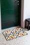 Navy Blue and Beige Moroccan Checked Tile Floral Print Doormat, 40x60 cm, with Non-Slip Sole, Decorative - 3