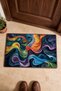 Black-Backed Rainbow Wave-Patterned Doormat, 40x60 cm, with Non-Slip Sole, Decorative - 4