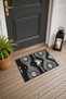 Black and White Lace Paisley Striped Doormat, 40x60 cm, with Non-Slip Sole, Decorative