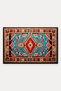 Black, Turquoise, and Red Kilim Rug-Patterned Turkish Rug Doormat, 40x60 cm, with Non-Slip Sole - 5