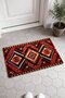 Black and Red Diamond-Patterned Turkish Kilim Rug Door Mat, 40x60 cm, with Non-Slip Sole - 4