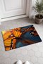 709 Orange and Blue Butterfly-Patterned Doormat, 40x60 cm, with Non-Slip Sole, Decorative - 2