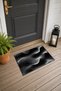 Black and White Striped Pattern Door Mat with Wave Pattern, 40x60 cm, Non-Slip Sole, Decorative