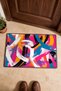 Pink and Blue Wavy-Brushstroke Patterned Doormat, 40x60 cm, with Non-Slip Sole, Decorative - 4