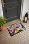 Pastel Leaf-Patterned Doormat, 40x60 cm, with Non-Slip Sole, Decorative