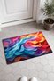 Blue and Red Wavy Pattern Doormat, 40x60 cm, with Non-Slip Sole, Decorative - 2
