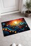 Orange and Blue Abstract Patterned 999 Doormat, 40x60 cm, Non-Slip Sole, Decorative - 4