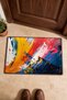 Yellow, Red, and Navy Blue Door Mat with Thick Brush Stroke Pattern, 40x60 cm, Non-Slip Sole, Decorative - 4