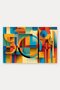 Orange and Turquoise Retro Patterned Geometric Doormat, 40x60 cm, with Non-Slip Sole, Decorative - 5