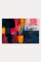 Navy Blue and Pink Block-Patterned Doormat, 40x60 cm, with Non-Slip Sole, Decorative - 5