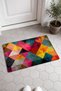 Colorful Triangles Patterned Doormat, 40x60 cm, Non-Slip Sole, Decorative - 2