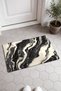 Black Cream-Colored, Fluid Marble Patterned Doormat, 40x60 cm, with Non-Slip Sole, Decorative - 2