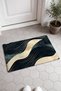 Black and Beige Wavy Striped Doormat, 40x60 cm, with Non-Slip Sole, Decorative - 2