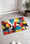 Red, Yellow, and Blue Brush-Stroke Collage Pattern Doormat, 40x60 cm, with Non-Slip Sole, Decorative - 2