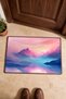 Pink and Blue Lake and Mountain Scenery Patterned Doormat, 40x60 cm, with Non-Slip Sole, Decorative - 4