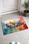 715 Orange and Blue Butterfly-Patterned Doormat, 40x60 cm, with Non-Slip Sole, Decorative - 2