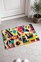 Yellow and Pink Cubist Collage-Patterned Doormat, 40x60 cm, with Non-Slip Sole, Decorative - 2