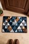 Blue Copper Geometric Patterned Doormat, 40x60 cm, with Non-Slip Sole, Decorative - 4