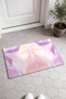Pastel Lilac-Pink Symmetrical Floral Print Doormat, 40x60 cm, with Non-Slip Sole, Decorative - 2