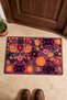 Burgundy and Orange Door Mat with Dense Floral Print, 40x60 cm, Non-Slip Sole, Decorative - 4