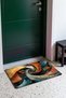 Orange and Gray Swirl Abstract Patterned Doormat, 40x60 cm, Non-Slip Sole, Decorative - 3