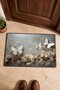 White Butterfly Garden Pattern 479 Doormat, 40x60 cm, Non-Slip Sole, Decorative - 4