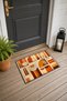 Brown and Orange Abstract Patterned Doormat, 40x60 cm, with Non-Slip Sole, Decorative