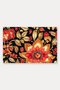 Black and Orange Folk Floral Print Doormat, 40x60 cm, with Non-Slip Sole, Decorative - 5
