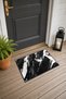 Black and White Door Mat with Thick Brush Stroke Pattern, 40x60 cm, Non-Slip Sole, Decorative