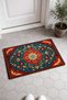 Petrol Red Palace Medallion Turkish Rug-Patterned Doormat, 40x60 cm, with Non-Slip Sole - 4