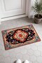 Navy and Salmon Classic Medallion Turkish Rug-Patterned Doormat, 40x60 cm, with Non-Slip Sole - 4