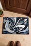 Gray and White Door Mat with Curved Leaf Pattern, 40x60 cm, Non-Slip Sole, Decorative - 4