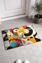 Yellow and Black Retro Geometric Patterned Doormat, 40x60 cm, with Non-Slip Sole, Decorative - 2