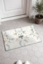 Cream, Gray, and Blue Vintage Peony-Patterned Doormat, 40x60 cm, with Non-Slip Sole, Decorative - 2