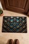 Gold and Blue Geometric Patterned Doormat, 40x60 cm, with Non-Slip Sole, Decorative - 4