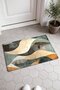 Khaki-Orange Textured Wavy-Patterned Doormat, 40x60 cm, with Non-Slip Sole, Decorative - 2