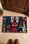 Navy Blue and Red African-Patterned Doormat, 40x60 cm, with Non-Slip Sole, Decorative - 4