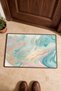 Mint Green Wavy-Patterned Doormat, 40x60 cm, with Non-Slip Sole, Decorative - 4