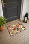 Orange and Blue Flower Garden Turkish Rug-Floral Print Doormat, 40x60 cm, with Non-Slip Sole - 3