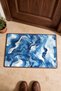 Navy Blue and White Marble Patterned Doormat, 40x60 cm, with Non-Slip Sole, Decorative - 4