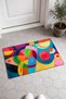 Colorful Circle and Arch Composition Patterned Doormat, 40x60 cm, with Non-Slip Sole, Decorative - 2
