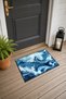 Blue and White Stormy Wave Pattern Doormat, 40x60 cm, with Non-Slip Sole, Decorative