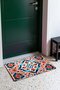 Blue and Red Flower Motif Turkish Rug-Floral Print 727 Doormat, 40x60 cm, with Non-Slip Sole - 2