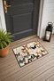 577 Orange and Blue Butterfly-Patterned Doormat, 40x60 cm, with Non-Slip Sole, Decorative