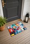 Turquoise Coral Naive Patterns Door Mat, 40x60 cm, Non-Slip Sole, Decorative