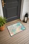 Mint Green Wavy-Patterned Doormat, 40x60 cm, with Non-Slip Sole, Decorative